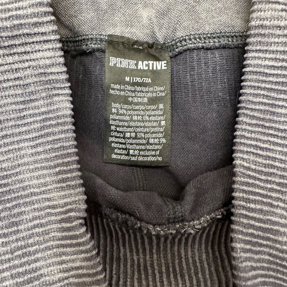 PINK Victoria's Secret set of 3 Ribbed Leggings in Navy, Teal, and Purplish/Gray - Picture 3 of 12